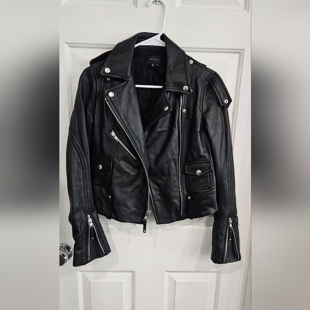 Theory Leather Adashi Moto Jacket